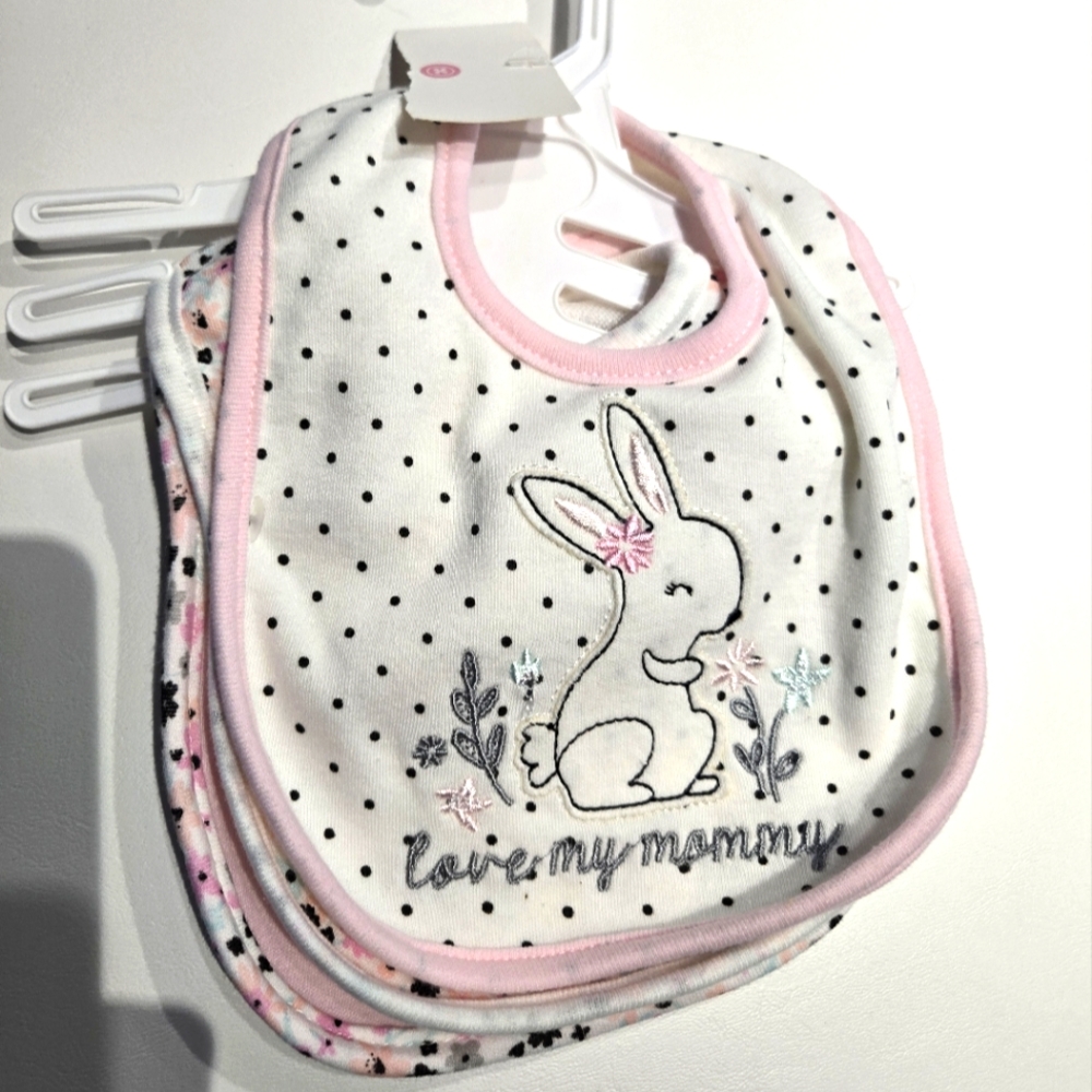 Set of 3 Baby Girl Bibs